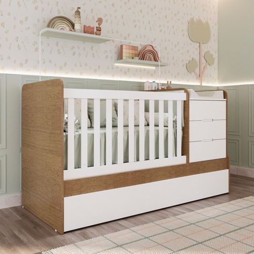 Berço Multifuncional Americano Bicama Gaveteiro Cléo 100% MDF com Bétula Amadeirado