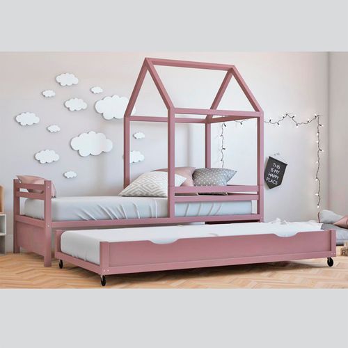 Bicama Infantil Evolutiva Meia Casinha Ludika Mobília Roxo/Raiz de Roseira