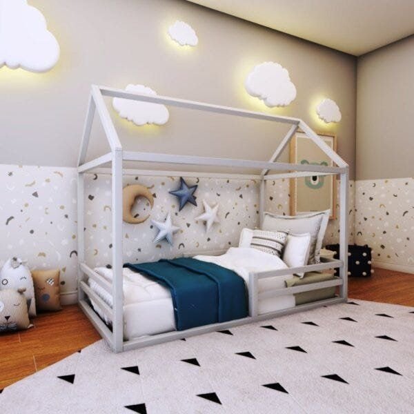 Cama Casinha Solteiro Prata Fina