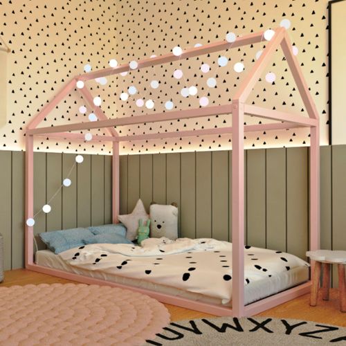 Cama Infantil Casinha Liberdade Júnior Ludika Mobília limonada rosa