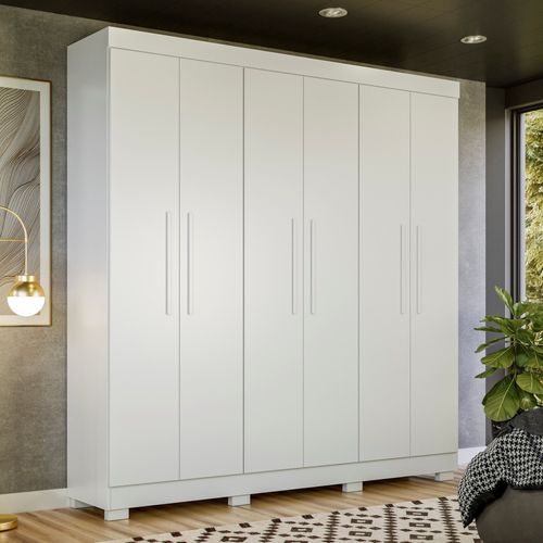 Guarda Roupa Solteiro 6 Portas 4 Gavetas Flórida 100% MDF Branco