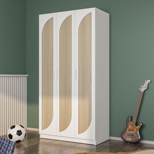 Guarda-Roupa Infantil 3 Portas 2 Gavetas Fox Branco/Legno Salinas