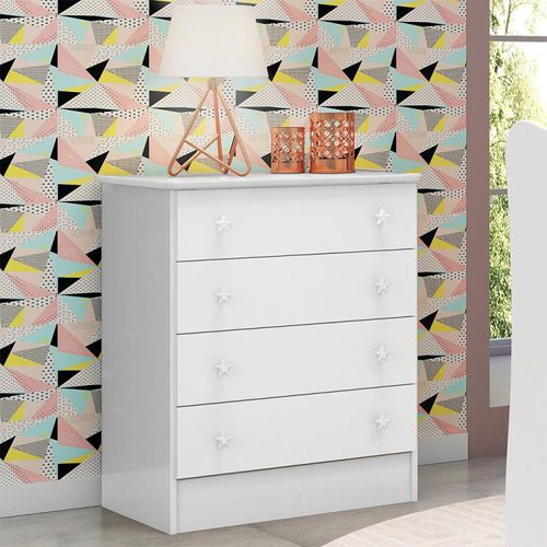 Cômoda de Bebê 4 Gavetas Doce Sonho 777 Branco Branco
