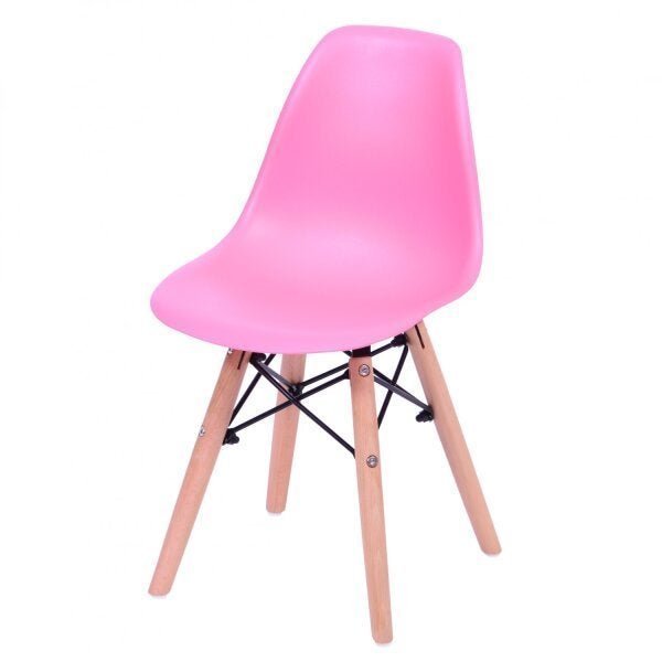 Cadeira Infantil DKR Kids – Assento em Polipropileno, Base em Madeira, Design Moderno Rosa