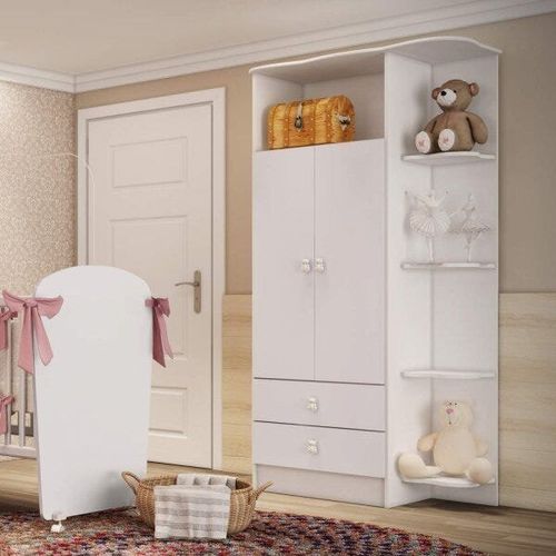 Guarda-Roupa de Bebê 2 Portas 2 Gavetas com Cantoneira Baby Branco
