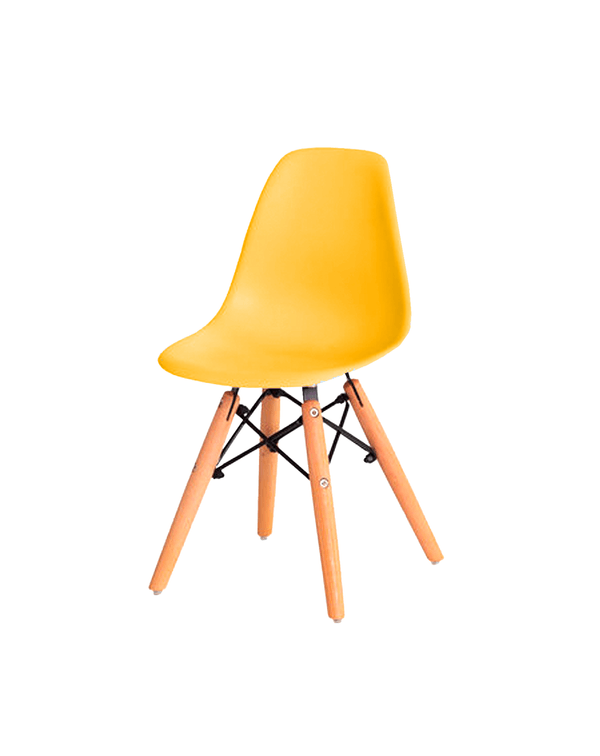 Cadeira Infantil Eames Braço Polipropileno Base Madeira Eiffel Espresso Móveis Amarelo