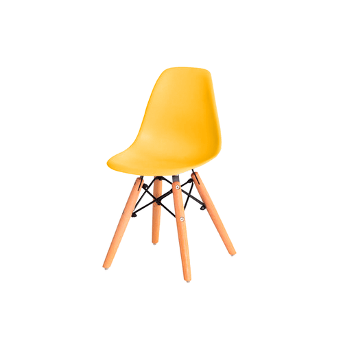 Cadeira Infantil Eames Braço Polipropileno Base Madeira Eiffel Espresso Móveis Amarelo
