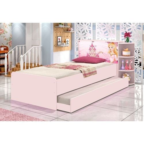 Cama Baú Solteiro com Cama Auxiliar Liz Rosa