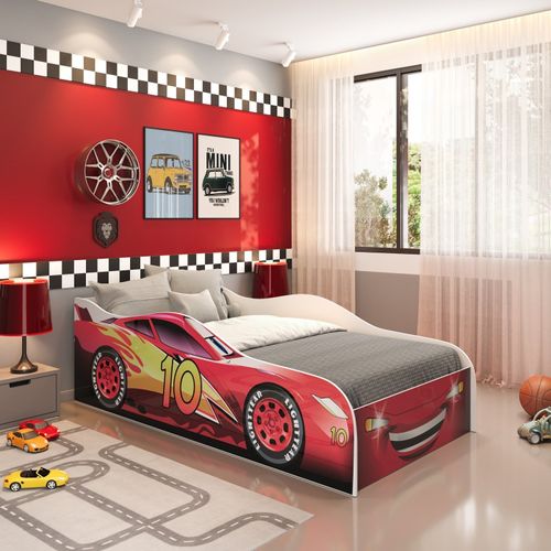 Mini Cama Carro Infantil Logan Yescasa Branco/Vermelho