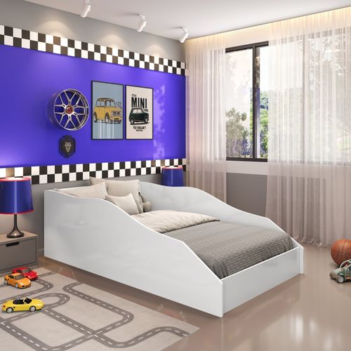 Cama Carro Infantil Solteiro Logan Yescasa Branco