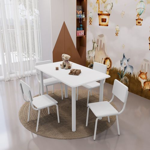 Conjunto Infantil com Mesa 75x50cm com 4 Cadeiras Laura Branco