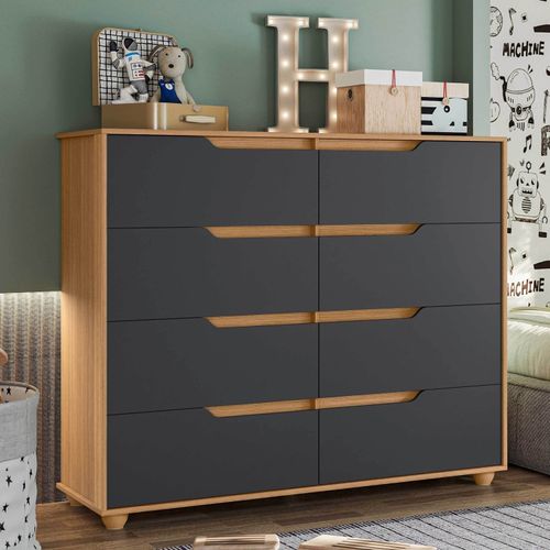 Cômoda Infantil 8 Gavetas Circus Nature/Titanium