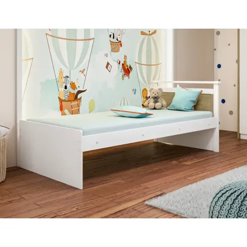 Cama Infantil em MDF Lipe Móveis Peroba Branco Brilho/Carvalho