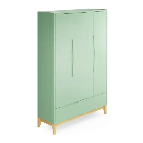 Guarda Roupa Infantil 4 Portas Amor Perfeito Accesso Móbile Verde/Natural