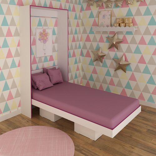 Cama Infantil Articulada CM8015 Tecnomobili 97,2x193cm Branco/Rosa