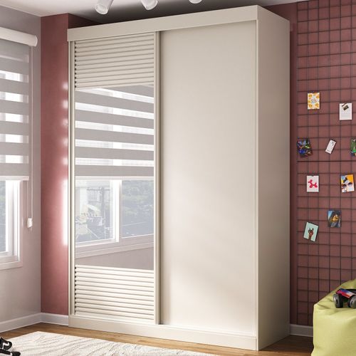 Guarda Roupa Infantil 2 Portas 1 Porta com Espelho Samambaia Teen CabeCasa MadeiraMadeira Off White