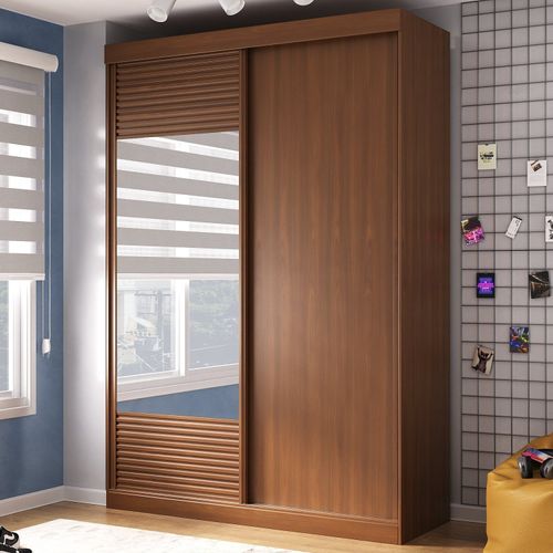 Guarda Roupa Infantil 2 Portas 1 Porta com Espelho Samambaia Teen CabeCasa MadeiraMadeira Freijó