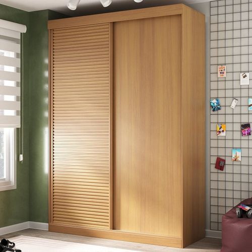 Guarda Roupa Infantil 2 Portas 1 Porta Ripada Samambaia Teen CabeCasa MadeiraMadeira Carvalho
