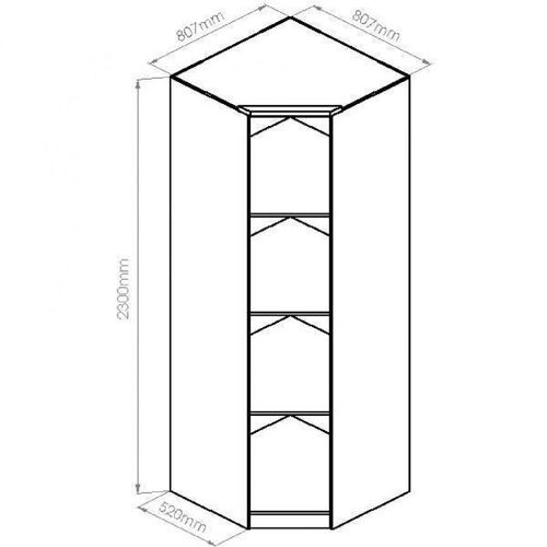 Módulo de Canto Oblíquo 1 Porta 4 Prateleiras Elegance Móveis Castro Níquel/Níquel