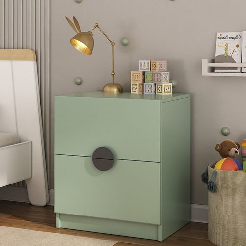 Mesa de Cabeceira Infantil com 2 Gavetas Joy Kids CabeCasa MadeiraOriginals Verde