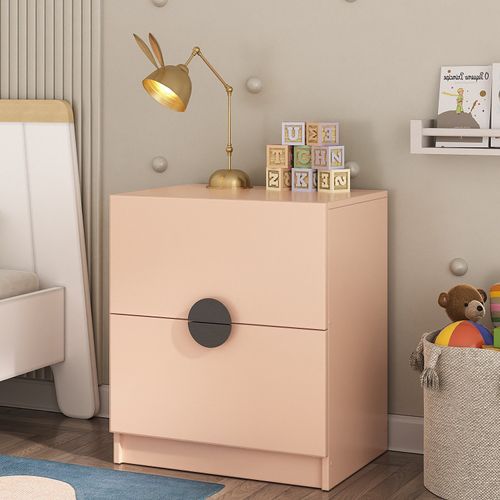 Mesa de Cabeceira Infantil com 2 Gavetas Joy Kids Cabecasa Madeiramadeira Salmão