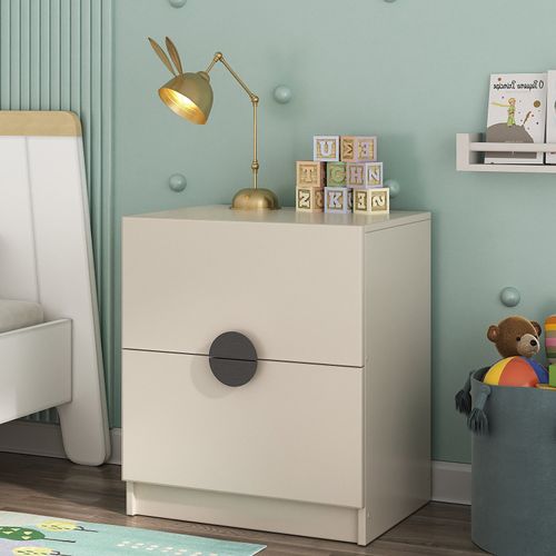 Mesa de Cabeceira Infantil com 2 Gavetas Joy Kids Cabecasa Madeiramadeira Cinza