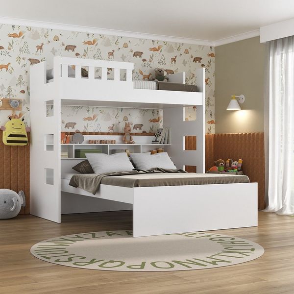 Beliche Family Casal com Nichos 100% MDF Branco