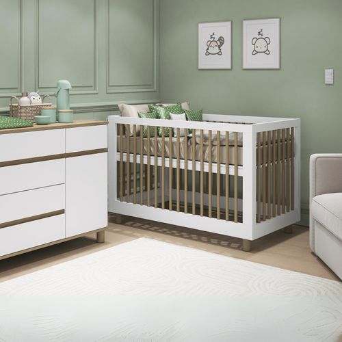Berço Mini Cama 2 em 1 Aspen Mundo Wee Neve com Madeira