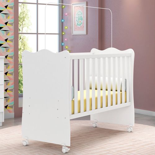 Berço com Suporte para Mosquiteiro Doce Sonho Branco / Branco