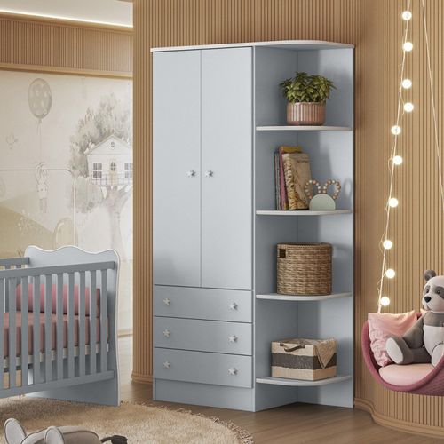 Guarda Roupa 825 Infantil 2 Portas 3 Gavetas Cinza Acetinado