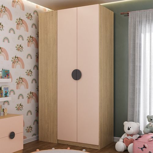 Guarda Roupa Infantil Modulado de Canto 2 Portas Joy Kids Cabecasa Madeiramadeira Salmão/Avena