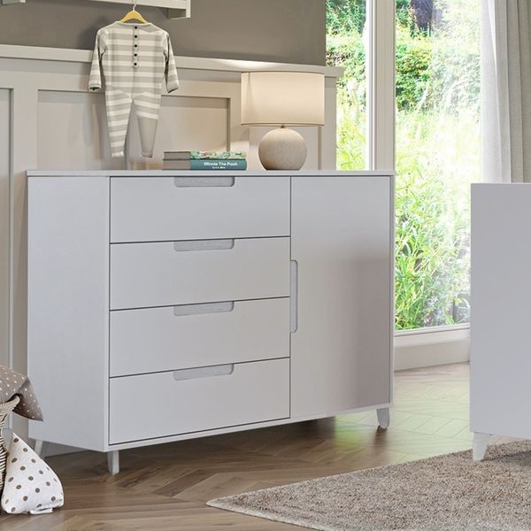 Cômoda Infantil L 1 Porta $ Gavetas 120 Cm Branco