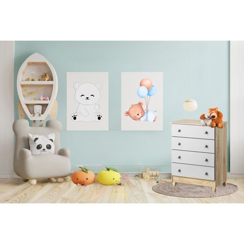 Cômoda Infantil 4 Gavetas 65x96,5cm Melzo Cinza/Madeirado
