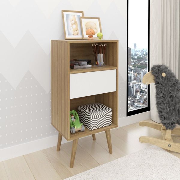 Estante Decorativa para Quarto Infantil Nina Amêndoa/Off White