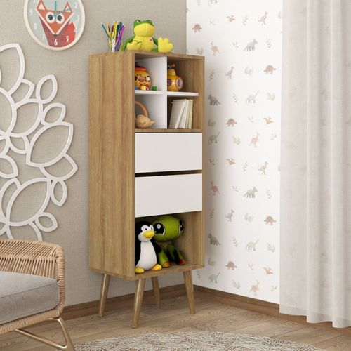 Estante Decorativa para Quarto Infantil Lisa Amendoa/Branco Off