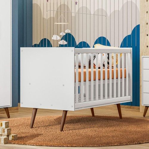 Berço Mini Cama 92x74x133 Cm Q Encanto Retrô Branco Acetinado