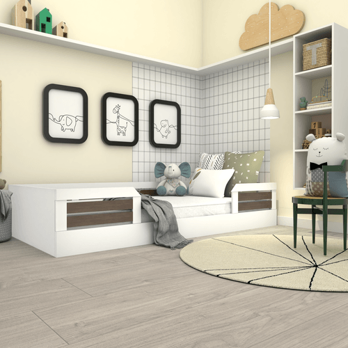Cama Infantil Montessoriana Solteiro Lua Yescasa Branco/Ameixa Negra