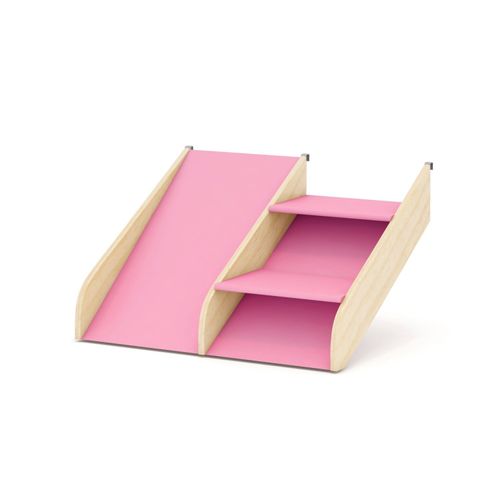 Kit Escadinha com Mini Escorregador Ii Garden Casatema Rosa/Natural