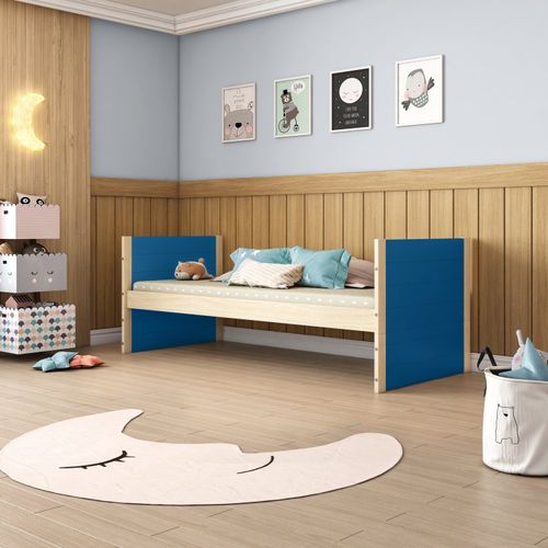 Cama Solteiro com Elevação Garden Casatema Azul/Natural