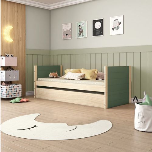 Bicama Solteiro Infantil Garden Casatema Verde/Natural