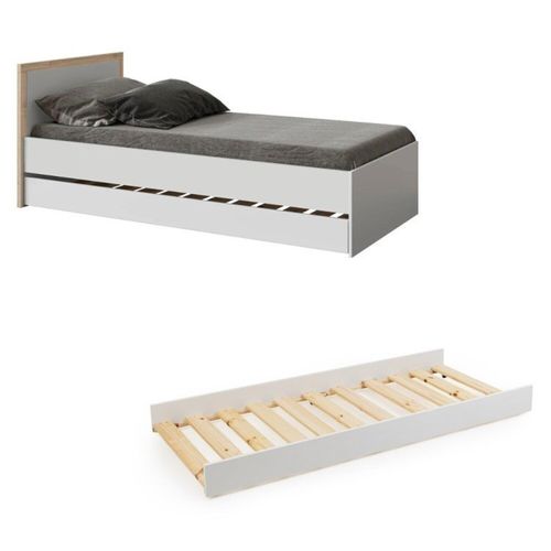 Cama Infantil com Cama Auxiliar Wood Branco/Carvalho Treviso