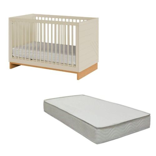 Berço Americano 2 em 1 Mini Cama e Colchão Cubo Areia/Platano