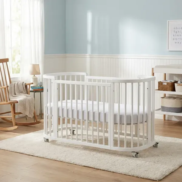 Berço 3 em 1 Multifuncional em Madeira Maciça Sleep Branco Branco