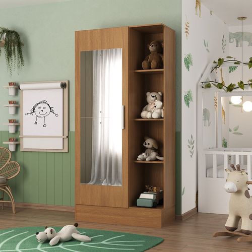 Guarda Roupa Infantil 1 Porta com Espelho Sara Cinamomo