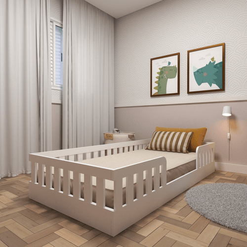 Cama Infantil Montessoriana Solteiro Sol Yescasa Branco