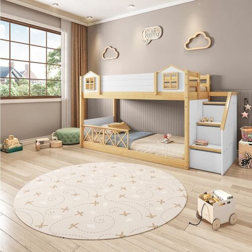Beliche Infantil Montessoriana Garden Plus com Grade e Led Casatema Branco/ Natural