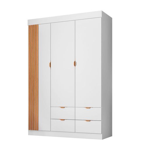 Guarda-roupa Infantil Ayla 3 Portas 4 Gavetas 100% Mdf Branco