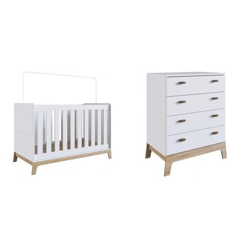 Berço 3 em 1 Branco com Colchão + Cômoda/trocador Branco