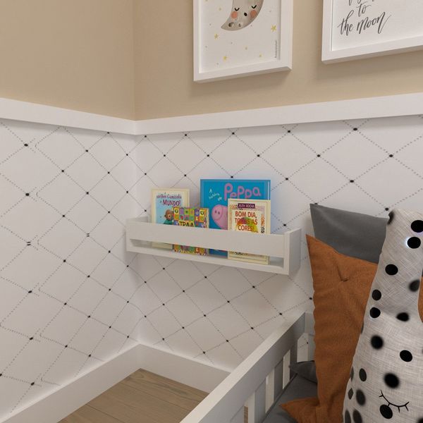 Prateleira de Livros para Quarto Infantil Branco Branco