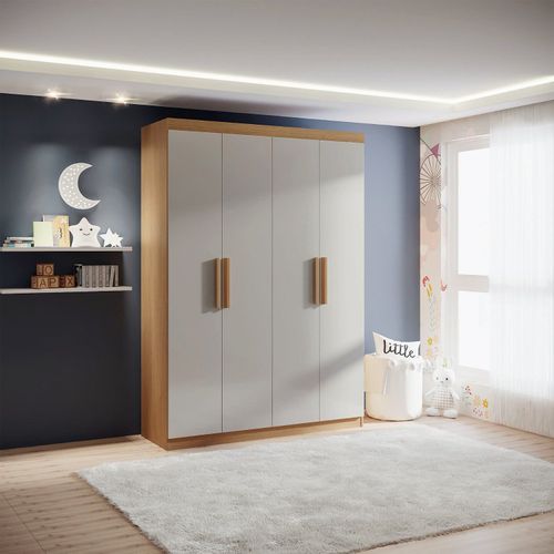 Guarda-Roupa Infantil 04 Portas Frente em MDF Angel Marrom/Cinamomo/Off White Cinamomo/Off White